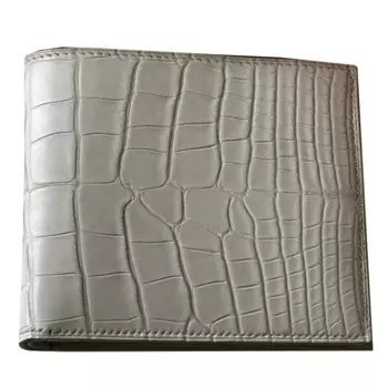 HERMES Мужской кошелек MC Euclide из матовой кожи крокодила, 8 л, цвет: белый, бетонный ледник и серый бетон