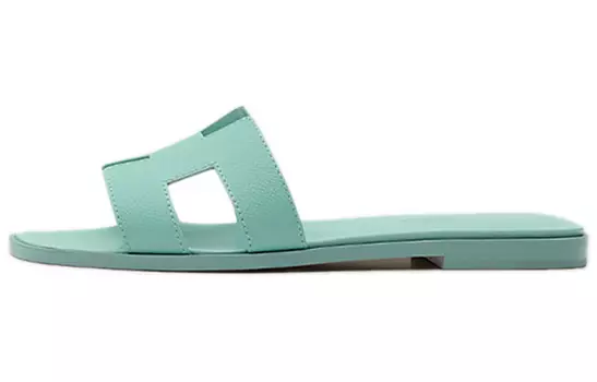 Сандалии HERMES Oran Flat Slides Sandals Light Blue Women's