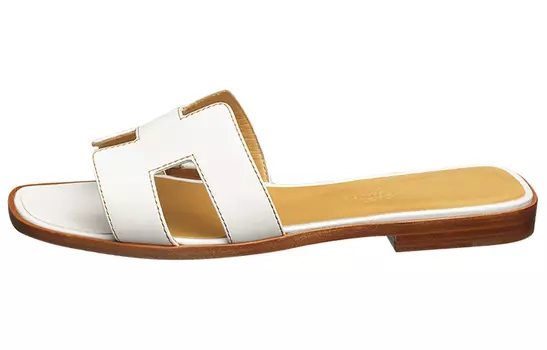 Сандалии HERMES Oran Slide Slippers Women's White Brown