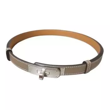 HERMES Ремень из кожи с металлическим покрытием, женский, коричневый