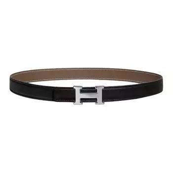 HERMES Ремень женский из телячьей кожи, черный, ширина 2,4 см