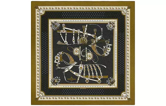 HERMES Шарф Carre Shawls Women's Bronze/Black/White