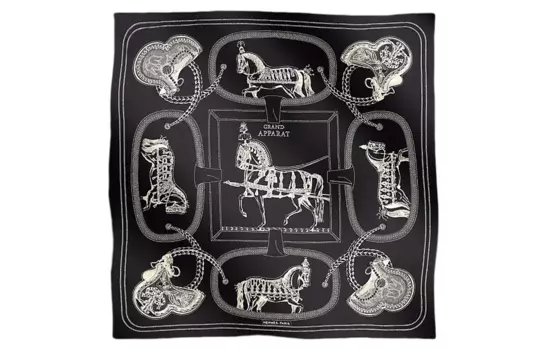 HERMES Шелковый шарф мужской черный