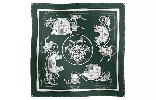 HERMES Шелковый шарф мужской зеленый