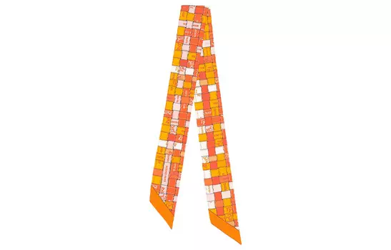 HERMES Шелковый шарф Twilly унисекс оранжевого цвета