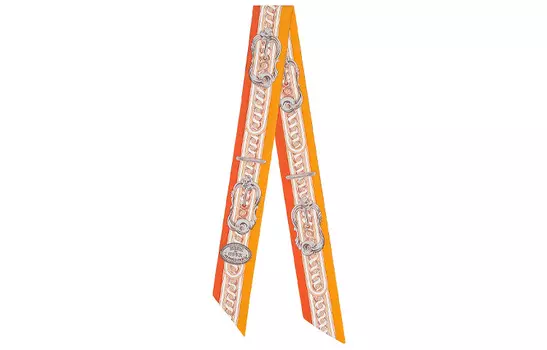 HERMES Шелковый шарф унисекс оранжевого цвета