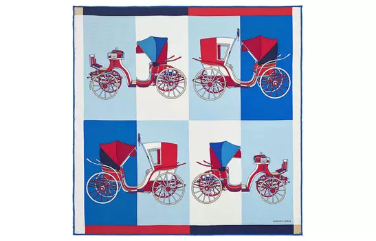 HERMES Шелковый шарф унисекс синего цвета