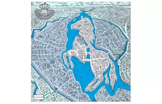 HERMES Шелковый шарф унисекс синий