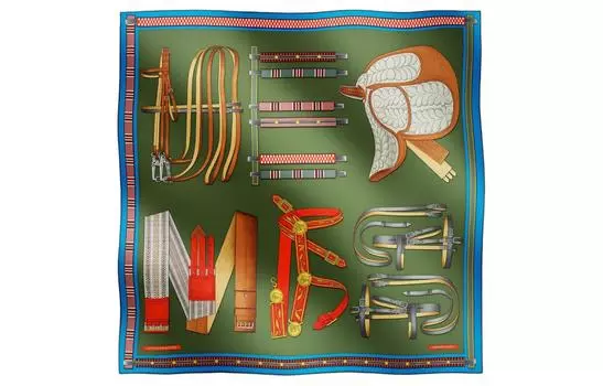 HERMES Шелковый шарф унисекс зеленый