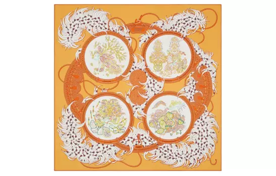 HERMES Шелковый шарф унисекс желтые