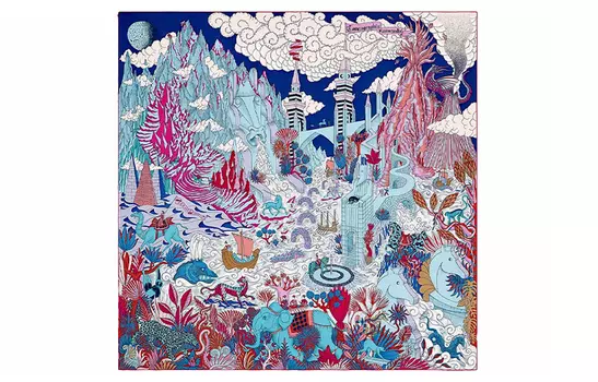 HERMES Шелковый шарф женский фиолетовый