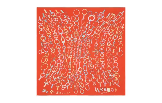 HERMES Шелковый шарф женский красный