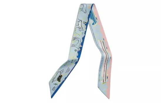 HERMES Шелковый шарф женский небесно-голубого цвета