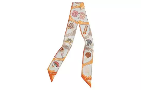 HERMES Шелковый шарф женский оранжевый