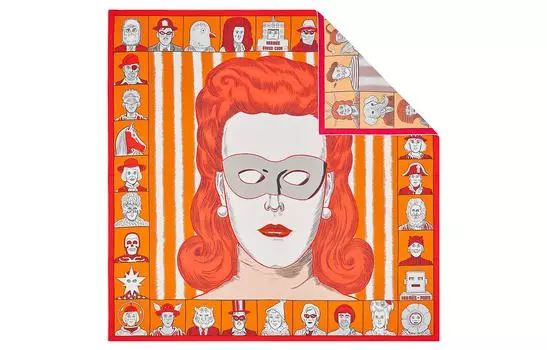 HERMES Шелковый шарф женский оранжевый