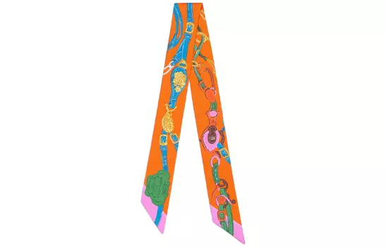 HERMES Шелковый шарф женский оранжевый