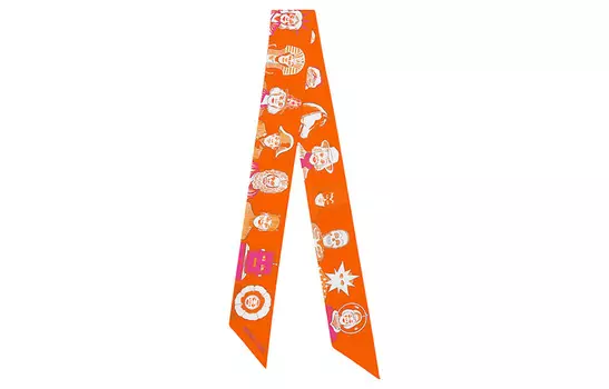 HERMES Шелковый шарф женский оранжевый