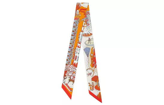 HERMES Шелковый шарф женский оранжевый