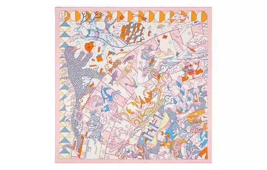 HERMES Шелковый шарф женский розовый