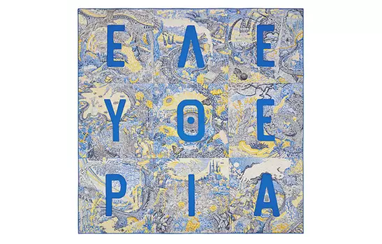 HERMES Шелковый шарф женский синего цвета