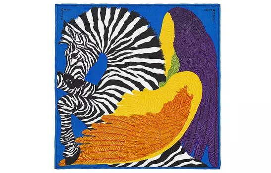 HERMES Шелковый шарф женский синего цвета