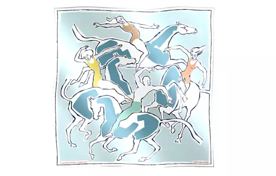 HERMES Шелковый шарф женский светло-голубые