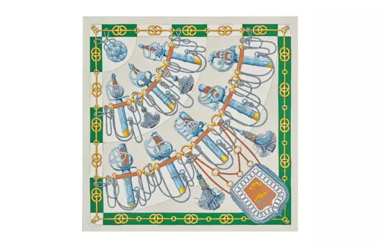 HERMES Шелковый шарф женский зеленый