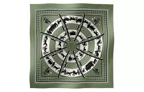 HERMES Шелковый шарф женский зеленый