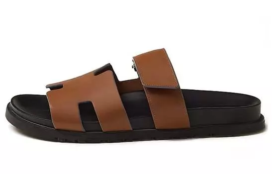 Мужские шлепанцы Hermes, коричневый