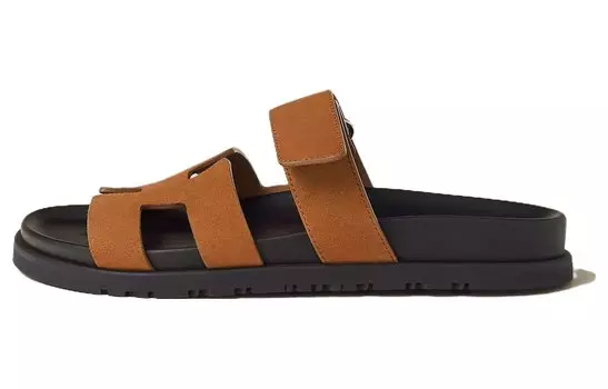 Женские шлепанцы Hermes, коричневый