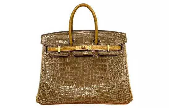 HERMES Сумка Birkin из крокодиловой кожи, женская, телесного, песочного и янтарно-желтого цветов