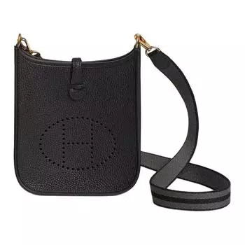 HERMES Сумка через плечо Evelyne Clemence Bullock из кожи, черная, унисекс