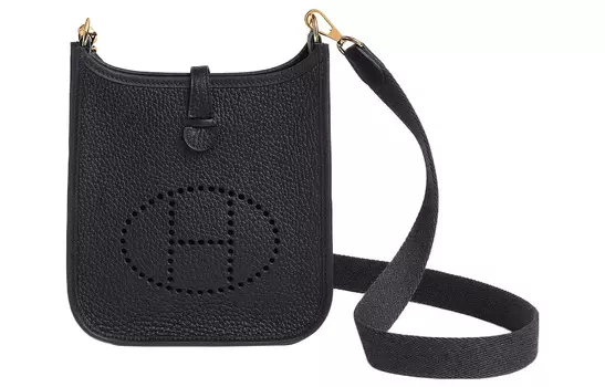 HERMES Сумка через плечо Evelyne Clemence из коровьей кожи, женская, темно-синего цвета