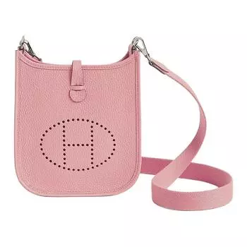 HERMES Сумка через плечо Evelyne Clemence из кожи цвета слоновой кости, мини-сумка для женщин, цвет вишнево-розовый