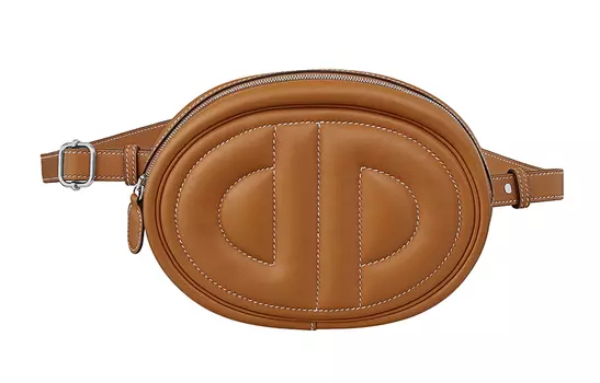 HERMES Сумка через плечо из коровьей кожи, поясная сумка унисекс, золотисто-коричневая