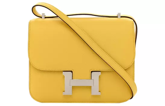 HERMES Сумка Constance Epsom Leather через плечо, мини-сумка для женщин 9O Jaune De Naples, желтый