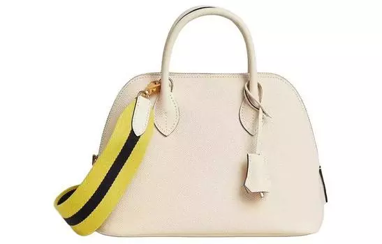 HERMES Сумка для боулинга Bolide Epsom Leather, сумка через плечо, женская, белая и желтая