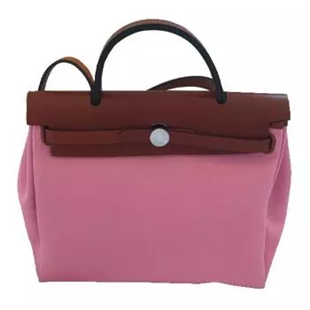 HERMES Сумка Herbag Zip из холста, женская, на плечо, розовая
