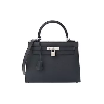 HERMES Сумка Kelly Epsom Leather Kelly, сумка через плечо, сумка-мессенджер, женская, размер 76, цвет синий индиго