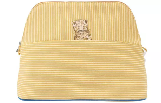 HERMES Сумка-клатч из хлопкового холста, косметичка среднего размера, женская, желтого цвета