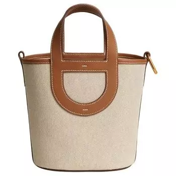 HERMES Сумка-корзина In The Loop из парусины с телячьей кожей Swift, сумка-ведро с носом свиньи, женская, светло-бежевая