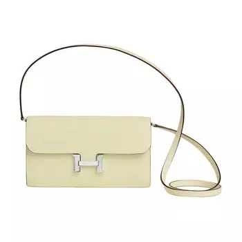 HERMES Сумка-кошелек из телячьей кожи Epsom, бежево-желтого цвета, женская