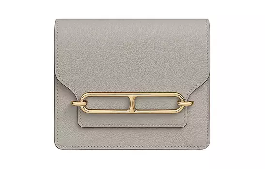 HERMES Сумка-кошелек Roulis Evercolor из телячьей кожи с носом свиньи, держатель карт, поясная сумка, кошелек для монет, женский, 8 л, Beton Glacier White