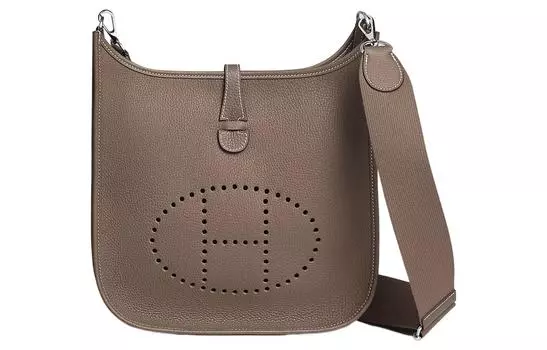 HERMES Сумка-кроссбоди Evelyne Clemence из телячьей кожи, унисекс, размер 18, цвет "слоновый серый"