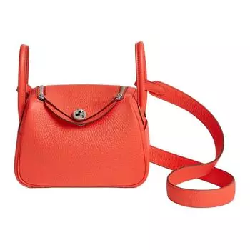 HERMES Сумка Lindy Clemence Bullock из кожи, через плечо, мини-сумка для женщин, оранжевая