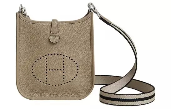 HERMES Сумка-мессенджер Evelyn из кожи Evelyne Clemence Bullock, сумка через плечо, унисекс Marfa, бежевый, светло-серый и черный