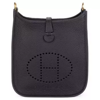 HERMES Сумка-тоут Evelyn из коровьей кожи, мини-сумка через плечо, женская, цвет черный