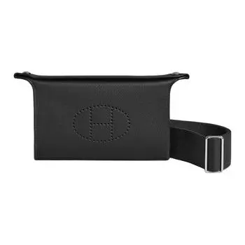 HERMES Сумка-трансформер Videpoches Togo из телячьей кожи, поясная сумка, сумка через плечо, мужская, черная