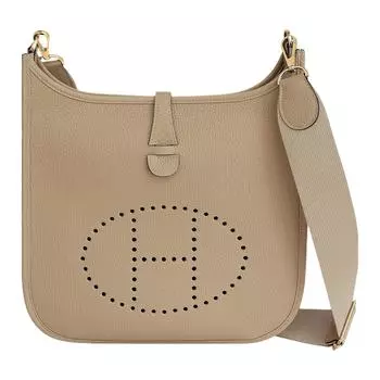 HERMES Сумка-тренчкот Evelyne Clemence Bullock из кожи, через плечо, женский, размер S2, бежевый