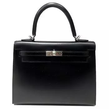 HERMES Сумка женская Kelly Box из телячьей кожи Kelly Bag, цвет "черный"